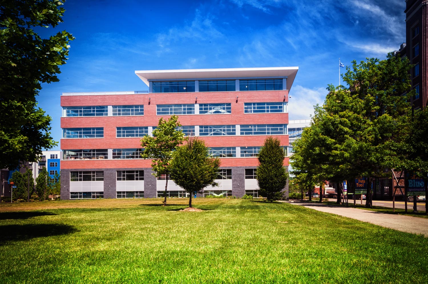 Across from Bakery Living made with architectural gray panels