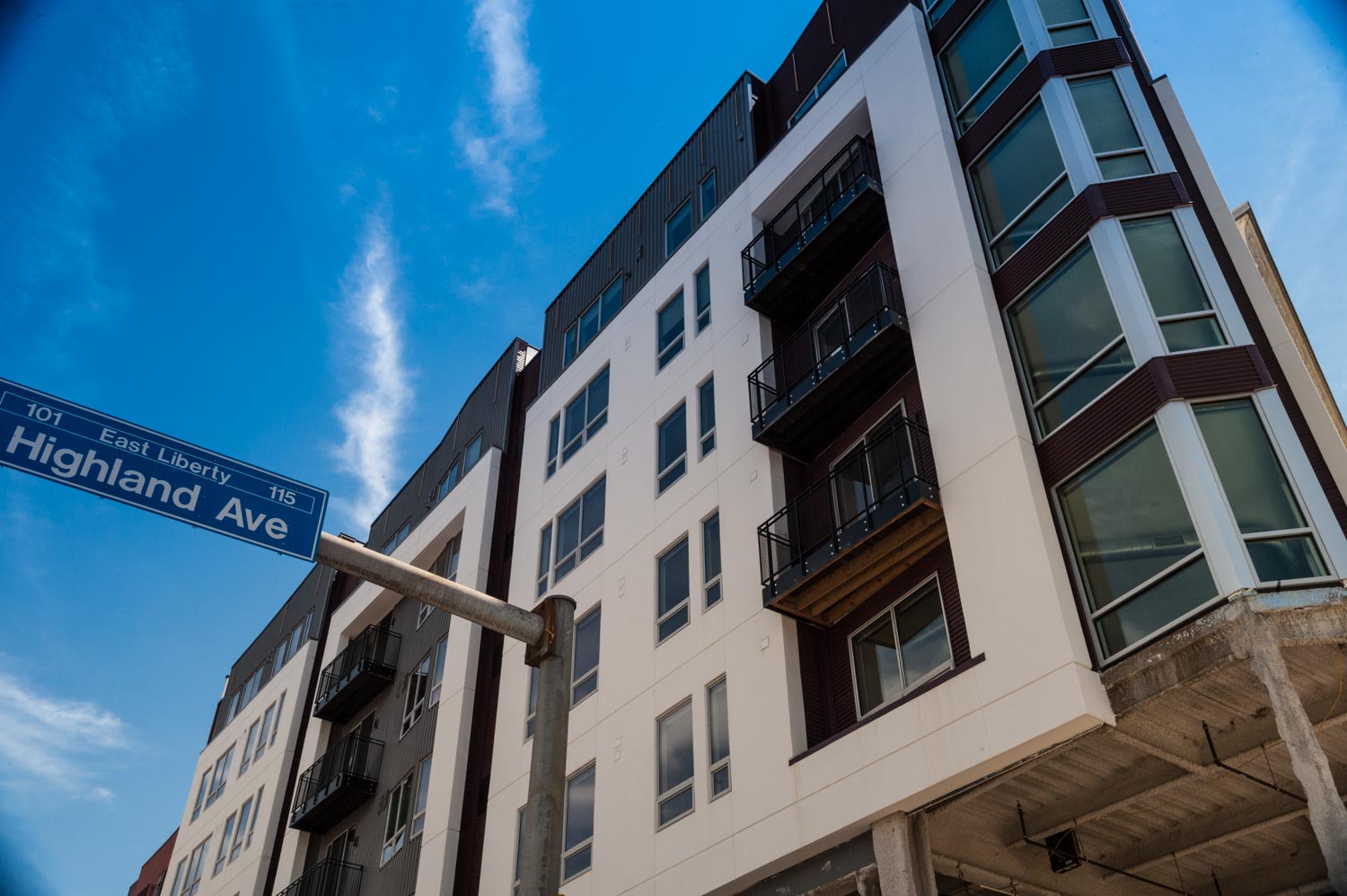 Wide angle street view Walnut Capital apartments