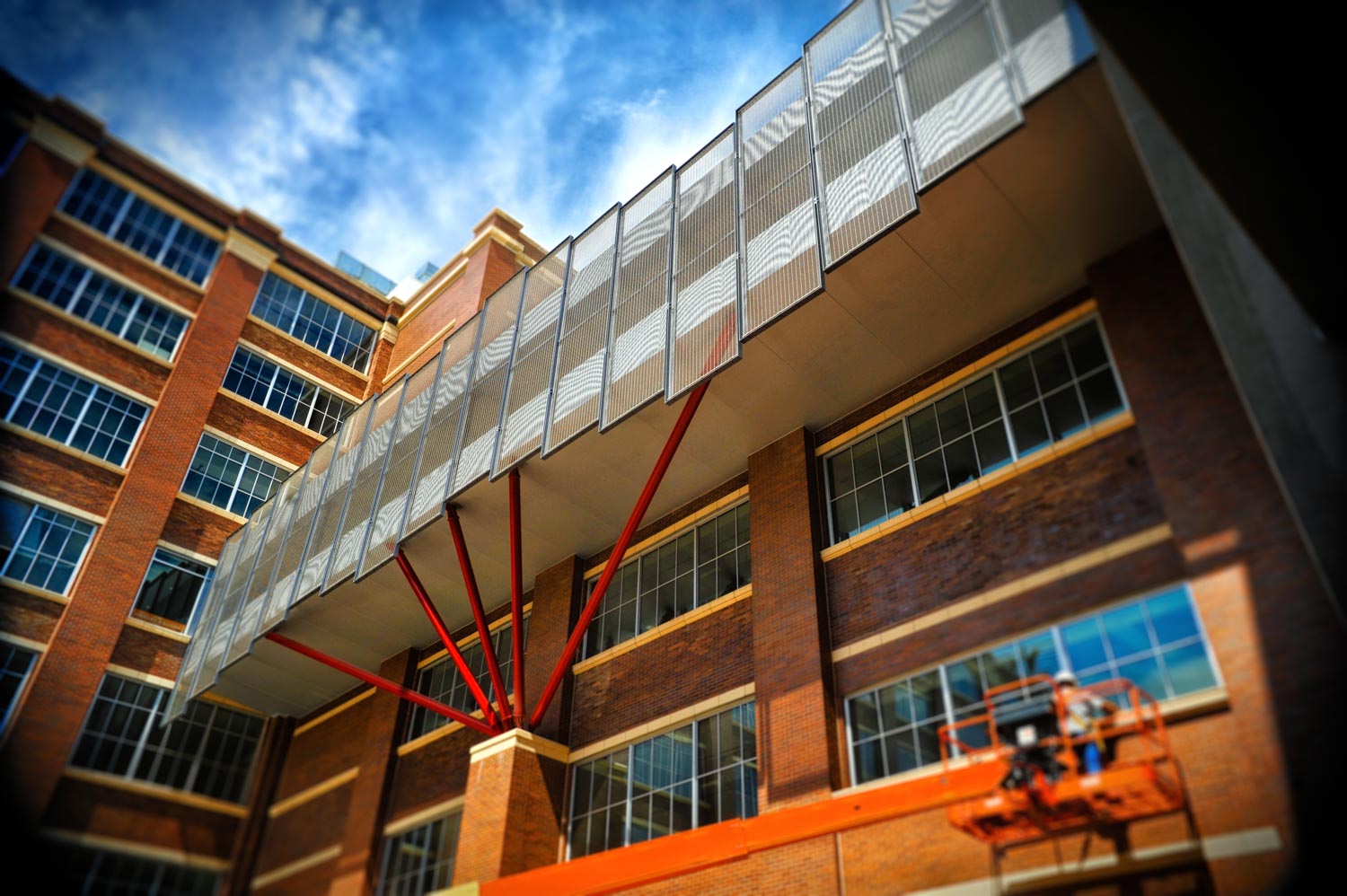 Bakery Square wide angle photo of walk way